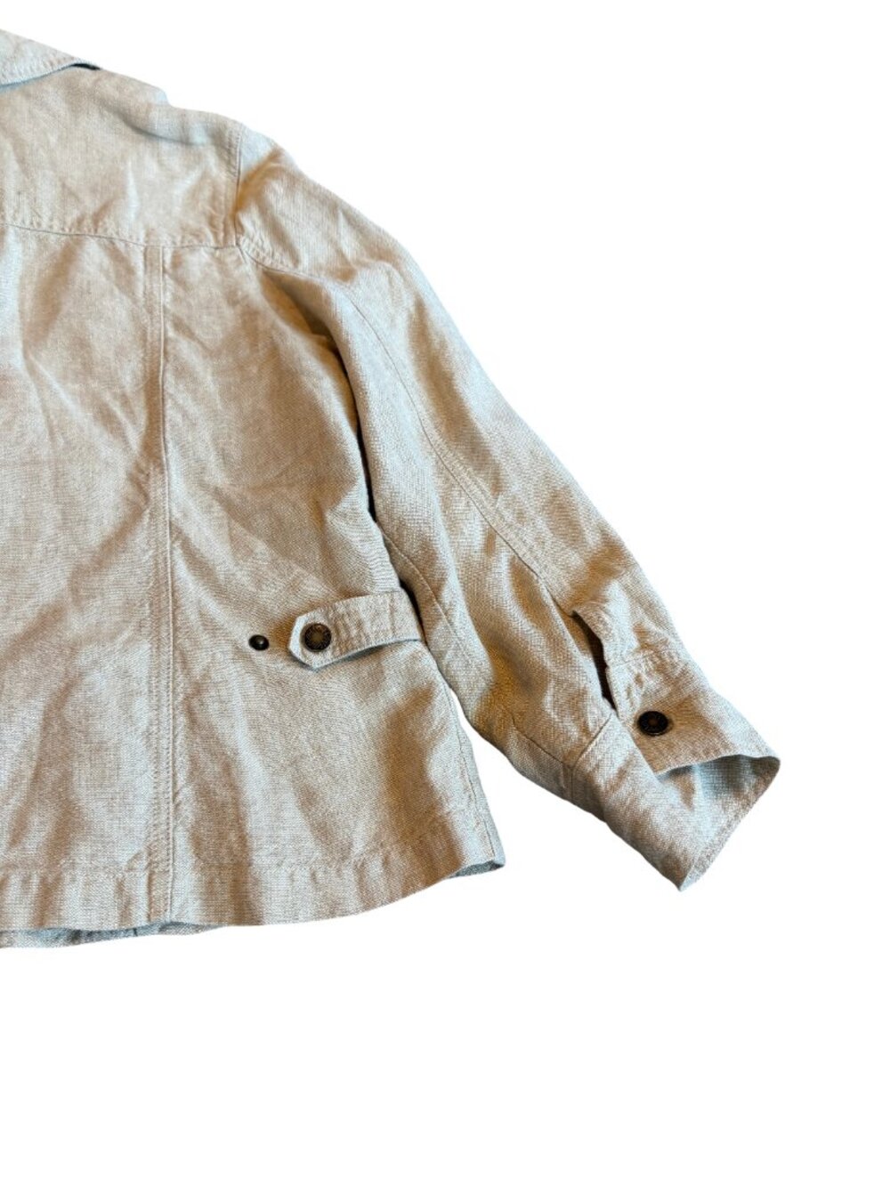 J. Jill Tan Linen Chore Jacket Casual Classy Button Front Collar X-Large Women's - Picture 10 of 12
